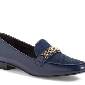 Tory Burch Gemini Link Navy Loafers 8
